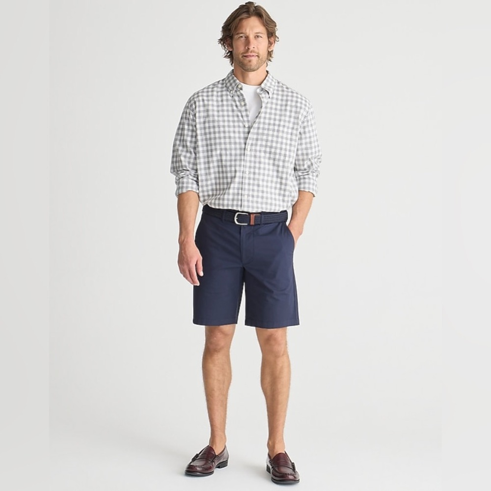 J. Crew Men’s Stretch Tech Shorts Navy Blue Zip Pockets Sz. 33” Waist 9” Inseam